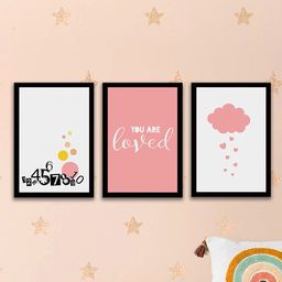 Art Street White and Pink Set Of 3 Slogans Printed Wall Art-image-14