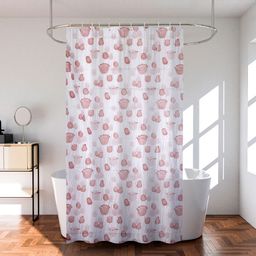 Kuber Industries Transparent & Brown 4 Pieces Printed Shower Curtain With Rings-61