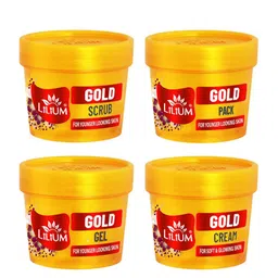 Lilium Gold Facial Kit For Instant Glow With 24K Gold Dust -400g With Cleansing Milk 100ml-2