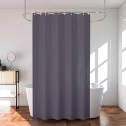 Kuber Industries Grey & Black 4 Pieces Shower Curtain With 8 Rings-8