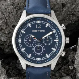 JOKER & WITCH Men Blue Embellished Dial & Blue Leather Straps Analogue Watch AMWW465-19