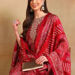 KALINI Ethnic Motifs Printed Regular Kurta with Trousers & With Dupatta image 1