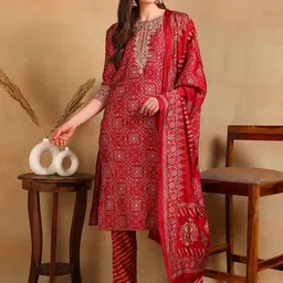 KALINI Ethnic Motifs Printed Regular Kurta with Trousers & With Dupatta image 2