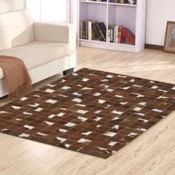 dazzhome Brown Hair On Leather Abstract Hand Woven 3ftX5ft Carpet-picture-6