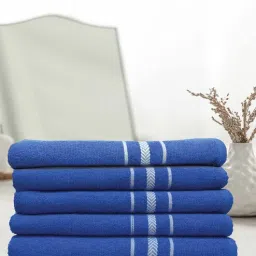 athom living Sky Blue Cotton Solid 500 GSM Bath Towels (5Pcs)-picture-14