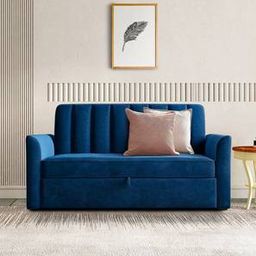 home lifestylez Hajel 3 Seater Pull Out Sofa cum Bed In Navy Blue Colour-picture-2