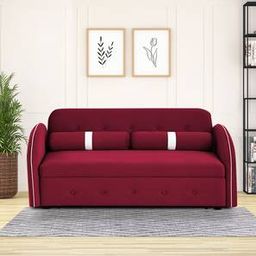 home lifestylez Jayen 3 Seater Pull Out Sofa cum Bed In Maroon Colour-picture-48