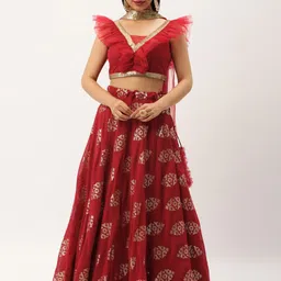 Ethnovog Embellished Sequinned Ready to Wear Lehenga & Blouse With Dupatta-5