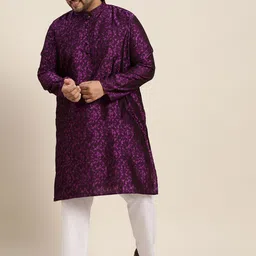 SOJANYA PLUS Men Purple & White Printed Kurta with Salwar-picture-43