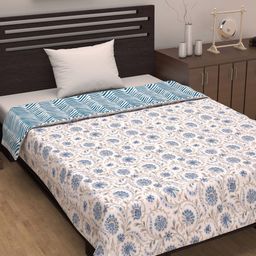 Divine Casa Cambric Blue & White Ethnic Pure Cotton AC Room 120 GSM Single Bed Dohar-image-50