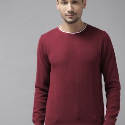 Blackberrys Men Maroon Cotton Self Design Pullover Sweater-picture-24