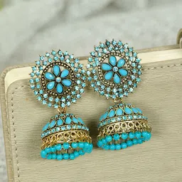 Zoey Gold-Plated Kundan Studded Contemporary Jhumkas-31