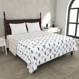 JAIPUR FABRIC Green Pacific White & Green Mild Winter 120 GSM Double Bed Dohar-65