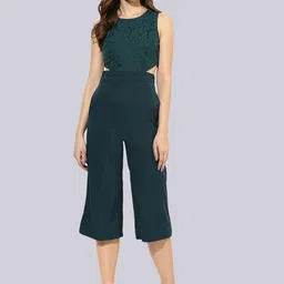 KLEIO Women Cut-Out Basic Jumpsuit with Lace Inserts-picture-12