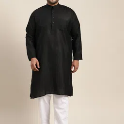 SOJANYA PLUS Size Men Black Pure Cotton Kurta-14
