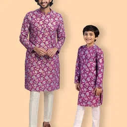 KISAH Boys Floral Printed Straight Kurta With Pyjama-97