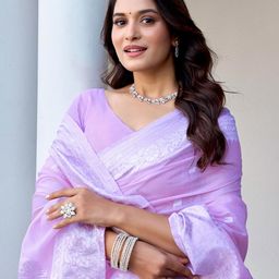 KALINI Women Woven Design Embroidered Banarasi Saree-image-9