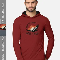 BULLMER Pack of 2 Men Rust Printed Hooded Sweatshirt-picture-17