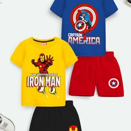 YK Marvel Boys Pack Of 2 Printed T-shirt with Shorts-46