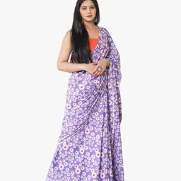 clothonus Purple & Red Floral Pure Cotton Block Print Saree-18