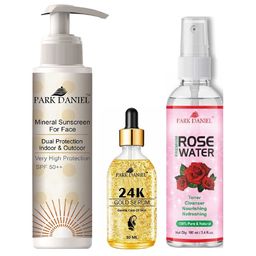 Park Daniel Set Of 3 Sunscreen - 100ml, Gold Serum - 30ml & Rose Water - 100ml-11