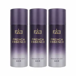 FRENCH ESSENCE Set Of 3 Long Lasting Deodorant Body Sprays 150ml Each - Noir-32