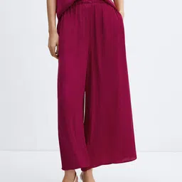 MANGO Women High-Rise Satin Finish Wide Leg Trousers-picture-38
