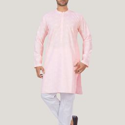 Studio Shringaar Men Geometric Printed Pastels Kurta-picture-0