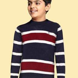Gini and Jony Boys Navy Blue & White Striped Pullover-image-83