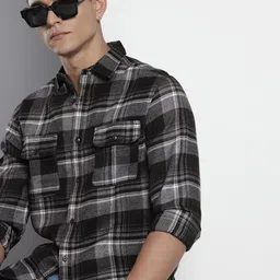 The Indian Garage Co Slim Fit Checked Pure Cotton Casual Shirt-image-57