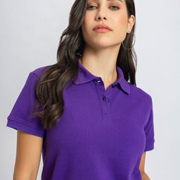 Lounge Dreams Women Solid Polo Collar Cotton T-shirt-image-48
