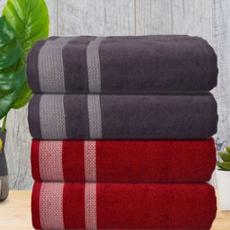 Athom Living Peach & Blue 4 Pieces Cotton Bath Towels-picture-6