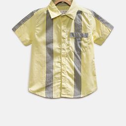 TONYBOY Boys Yellow Regular Fit Striped Casual Shirt-image-71
