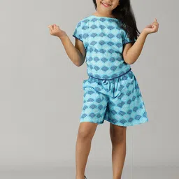 KiddoPanti Girls Printed Pure Cotton Top With Shorts-image-72