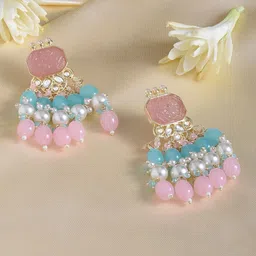 Zaveri Pearls Gold-Plated Contemporary Drop Earrings-25
