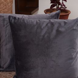 HOMEMONDE Grey Set of 2 Velvet Square Cushion Covers-24