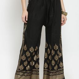 Clora Creation Women Black Straight Printed Palazzos-55