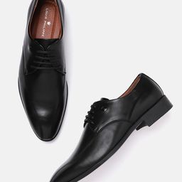 Louis Philippe Men Black Solid Leather Formal Derbys-picture-23