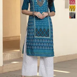 Anouk Rustic Women Pack Of 4 Ethnic Motifs Printed Crepe Straight Kurta-image-83