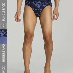 Puma Men Blue Pack of 2 Stretch Camo Mid Rise Briefs-picture-38