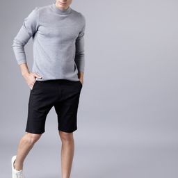 HIGHLANDER Men Black Checked Slim Fit Regular Shorts-image-48