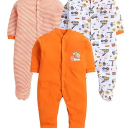 EIO Infants Pack of 3 Printed Pure Cotton Sleepsuits-picture-53