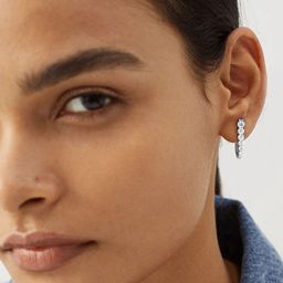 MINUTIAE Silver-Plated & White Crystals Drop Earrings-image-23