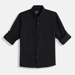 CHARCHIT Boys Comfort Stripe Textured Pure Cotton Casual Shirt-image-8