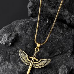 Voylla Men Gold-Plated Statement Guardian Blade Vow Pendant with Chain-23