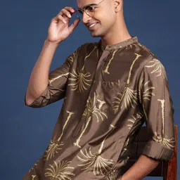Taavi Tropical Printed Band Collar Festive Kurta with Trousers-image-47