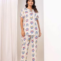 Jaipur Love Floral Printed Top With Trousers Co-Ords-picture-45