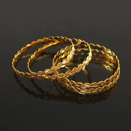 Jewar Mandi Set Of 4 Gold-Plated Leaf Design Bangles-41