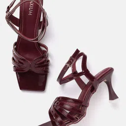 AXIUM Striped Party Slim Heeled Sandals with Buckles-43