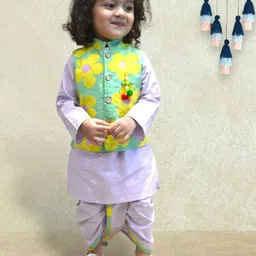 A.T.U.N. Boys Regular Pure Cotton Kurta with Jacket & Dhoti Pants-37
